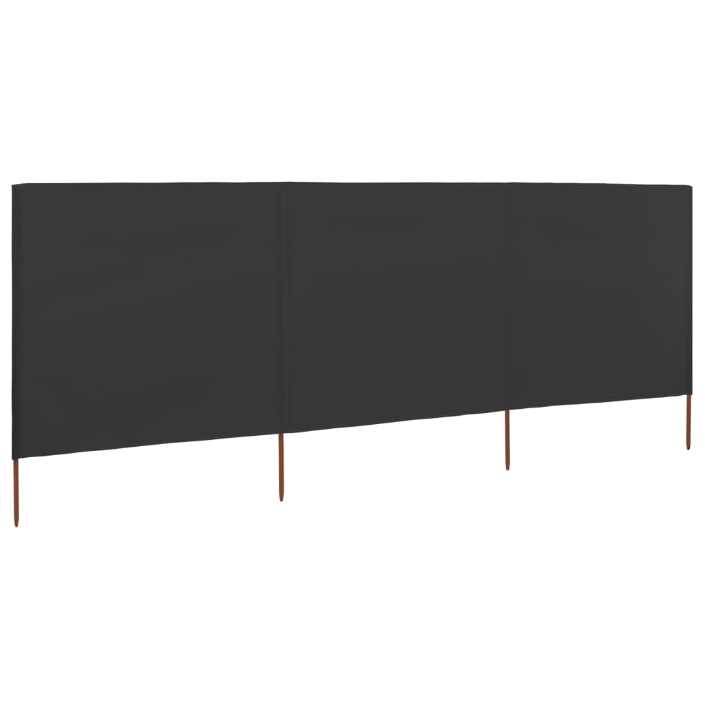 Pare-brise Vidaxl 3 panneaux 400x80 cm Tissu anthracite