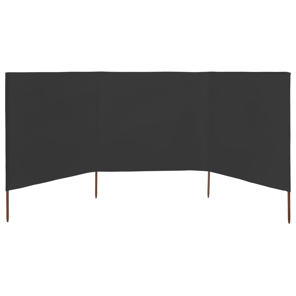 Pare-brise Vidaxl 3 panneaux 400x80 cm Tissu anthracite