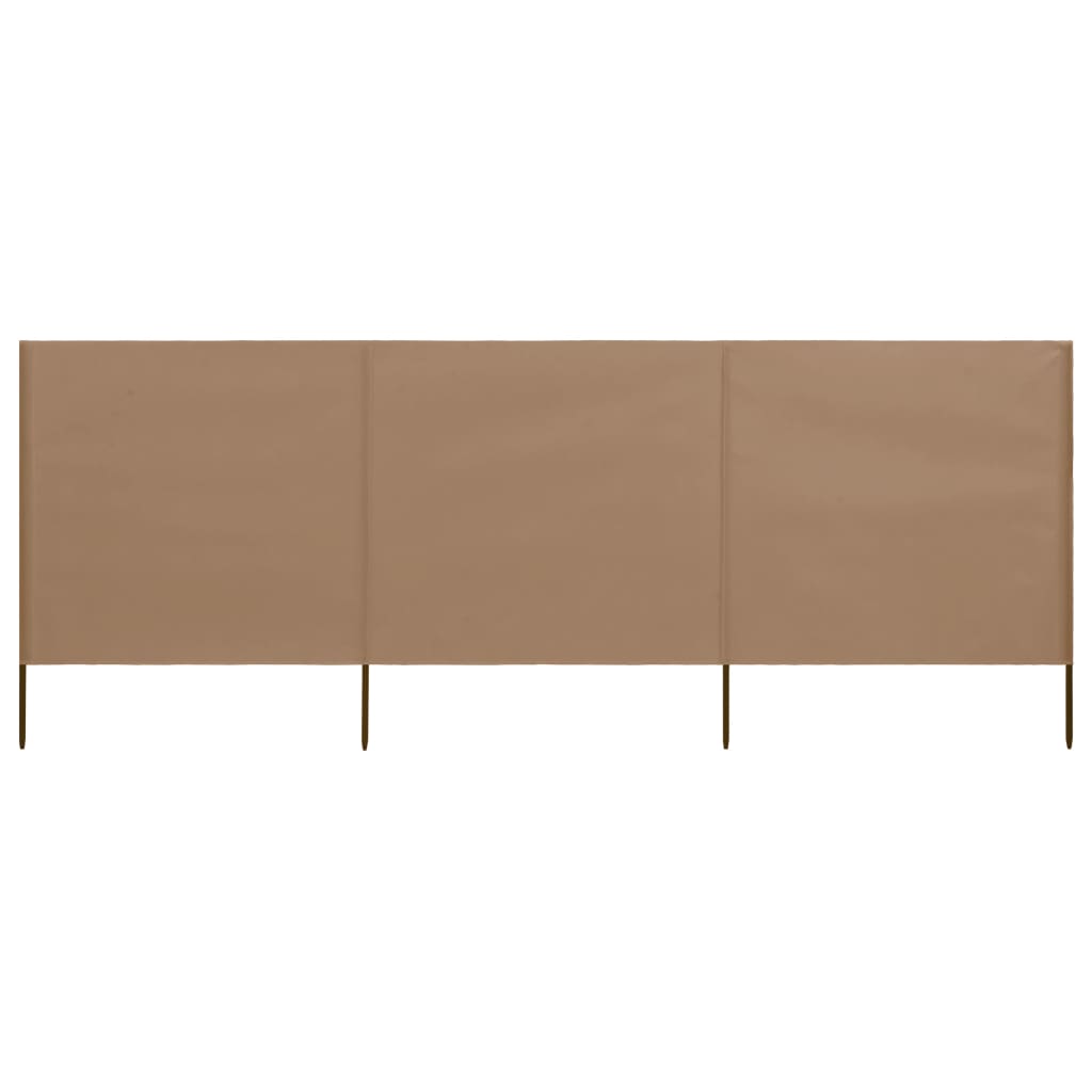 Pare-brise vidaxl 3 panneaux 400x80 cm tissu taupe