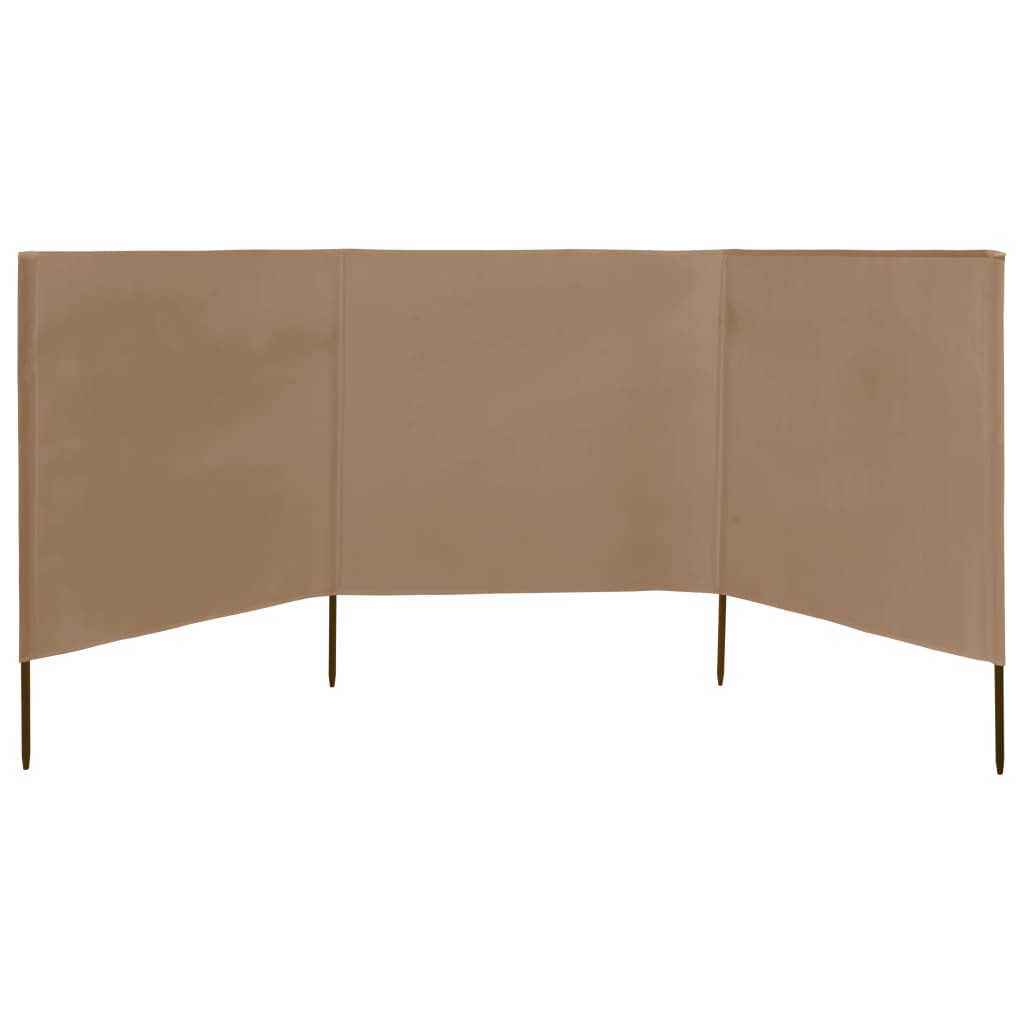 Pare-brise vidaxl 3 panneaux 400x80 cm tissu taupe