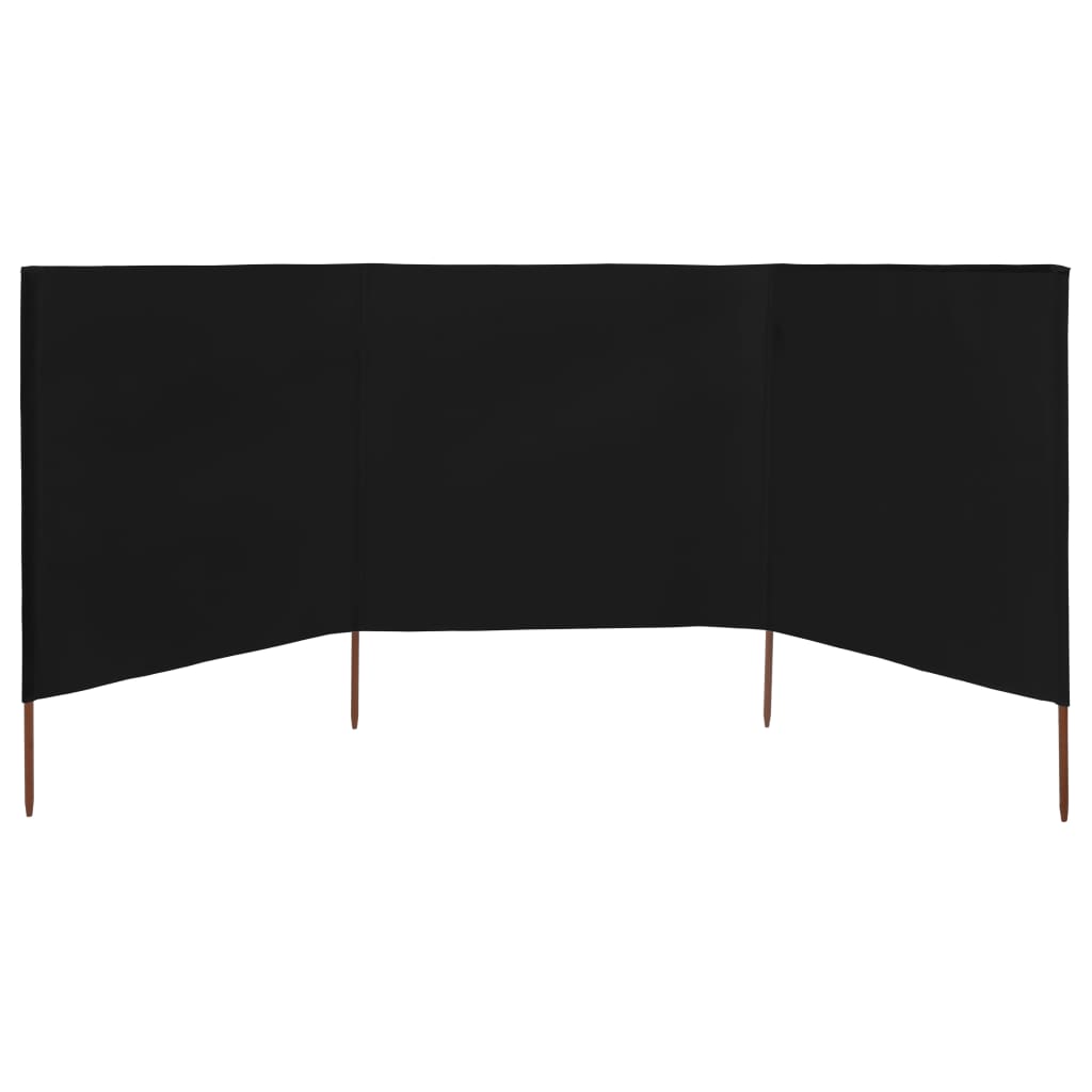 Pare-brise vidaxl 3 panneaux 400x80 cm tissu noir