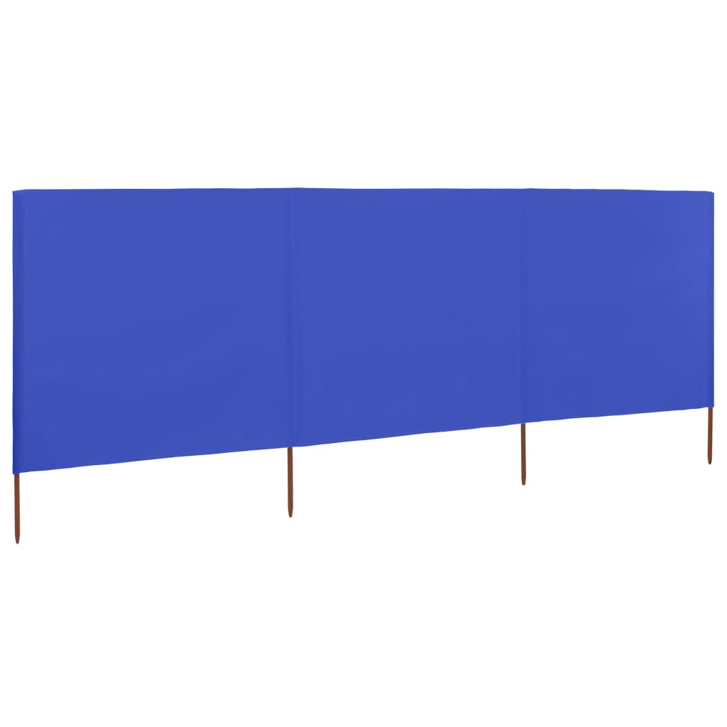 Pare-brise vidaxl 3 panneaux 400x80 cm tissu azure bleu