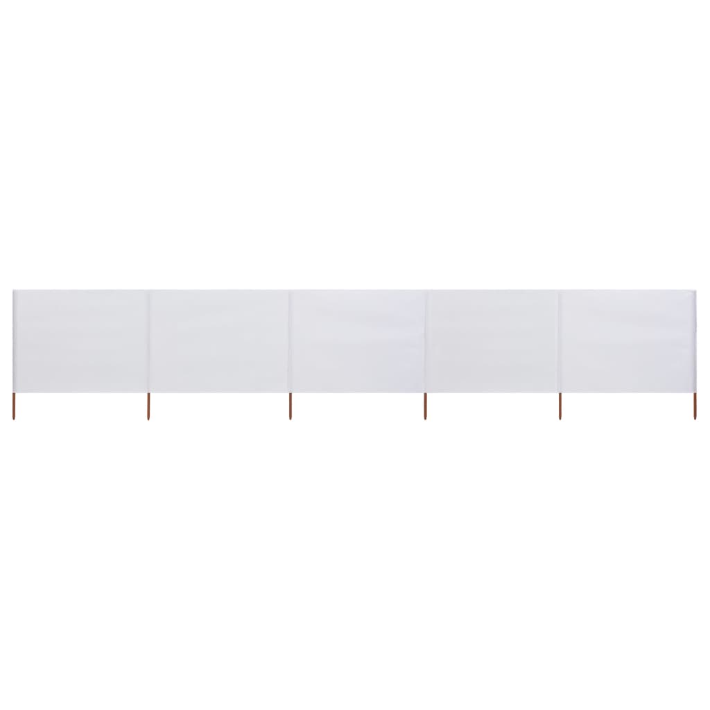 Pare-brise Vidaxl 5 panneaux 600x120 cm Sable de tissu blanc