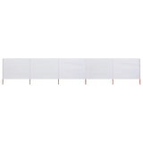 Pare-brise Vidaxl 5 panneaux 600x120 cm Sable de tissu blanc