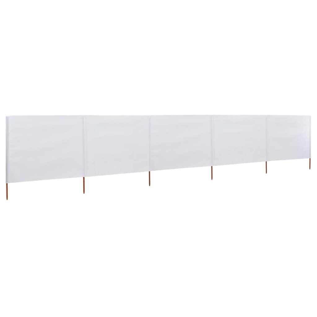 Pare-brise Vidaxl 5 panneaux 600x120 cm Sable de tissu blanc