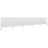 Pare-brise Vidaxl 5 panneaux 600x120 cm Sable de tissu blanc