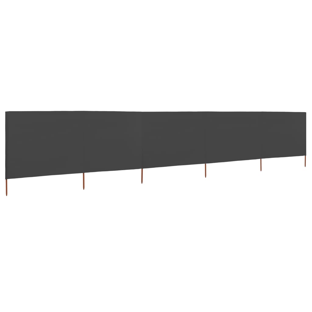 Pare-brise Vidaxl 5 panneaux 600x120 cm Tissu anthracite