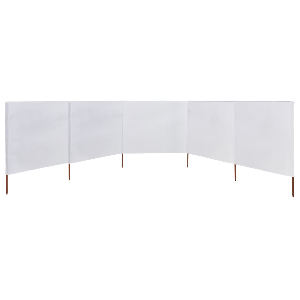 Pare-brise Vidaxl 5 panneaux 600x160 cm Sable de tissu blanc