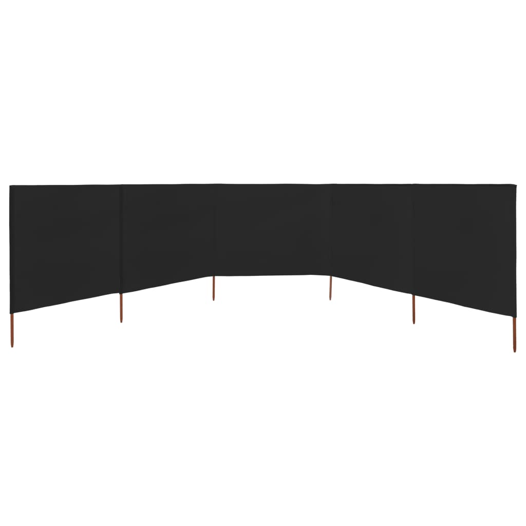 Pare-brise Vidaxl 5 panneaux 600x160 cm tissu noir