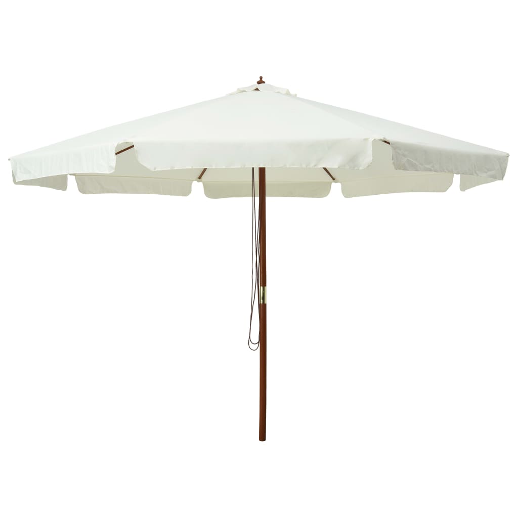 Vidaxl parasol s dřevěným pólem 330 cm písečný bílý