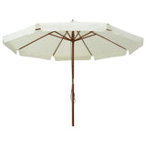 Vidaxl Parasol con poste de madera 330 cm de blanco arenoso