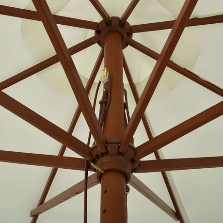 Vidaxl parasol met houten paal 330 cm zandwit