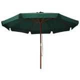 Vidaxl Parasol s dřevěným pólem 330 cm zelená