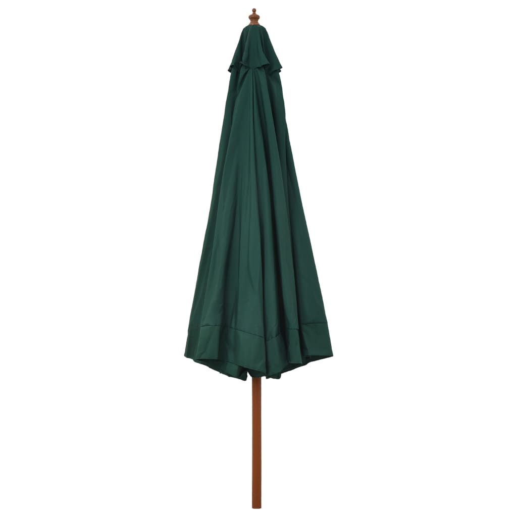 Vidaxl Parasol z lesenim drolom 330 cm zeleno