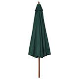 Vidaxl Parasol z lesenim drolom 330 cm zeleno