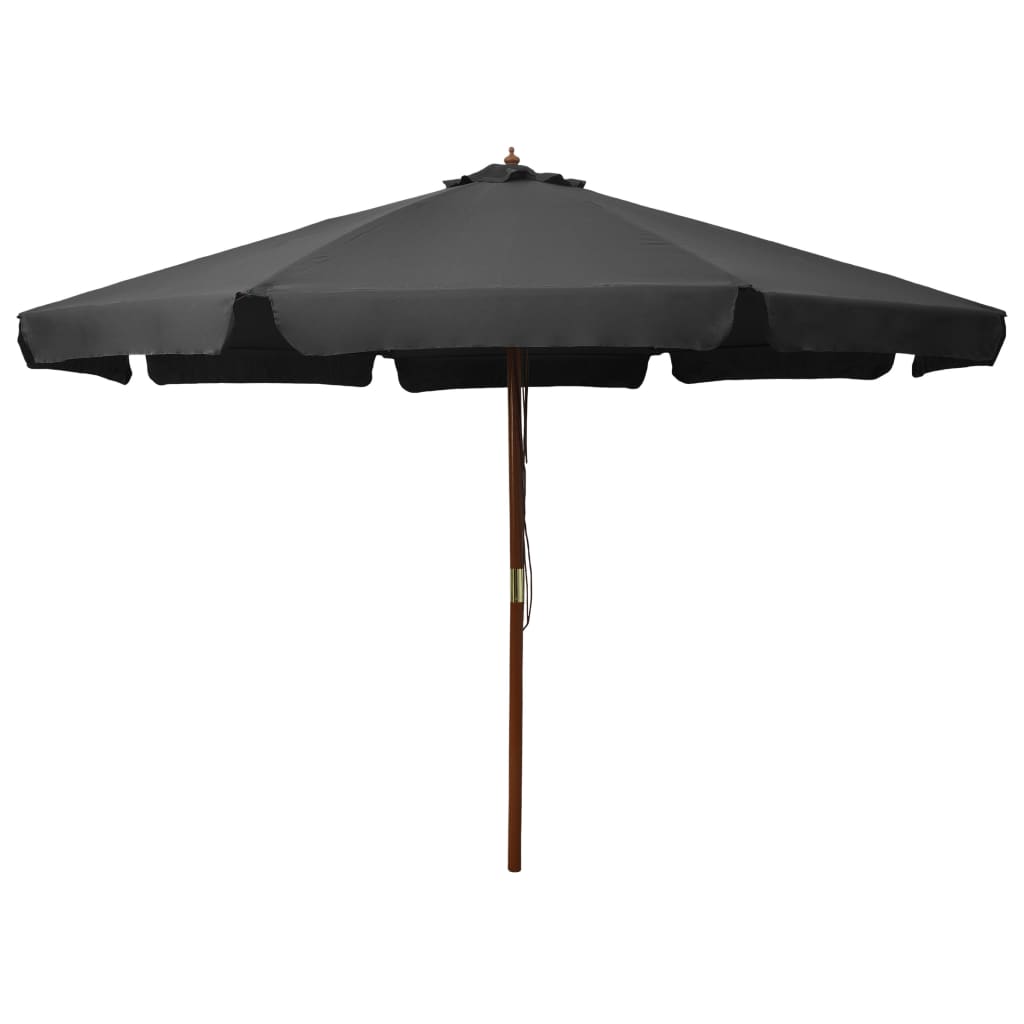 Vidaxl Parasol con poste de madera 330 cm antracita