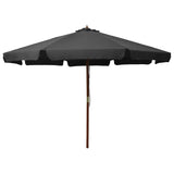 Vidaxl Parasol z lesenim drogom 330 cm antracit