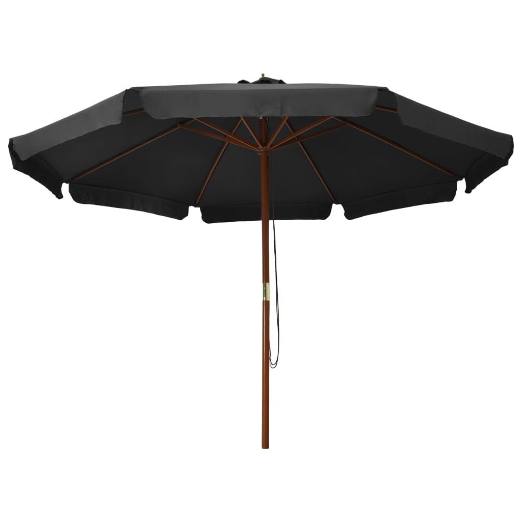 Vidaxl Parasol z lesenim drogom 330 cm antracit