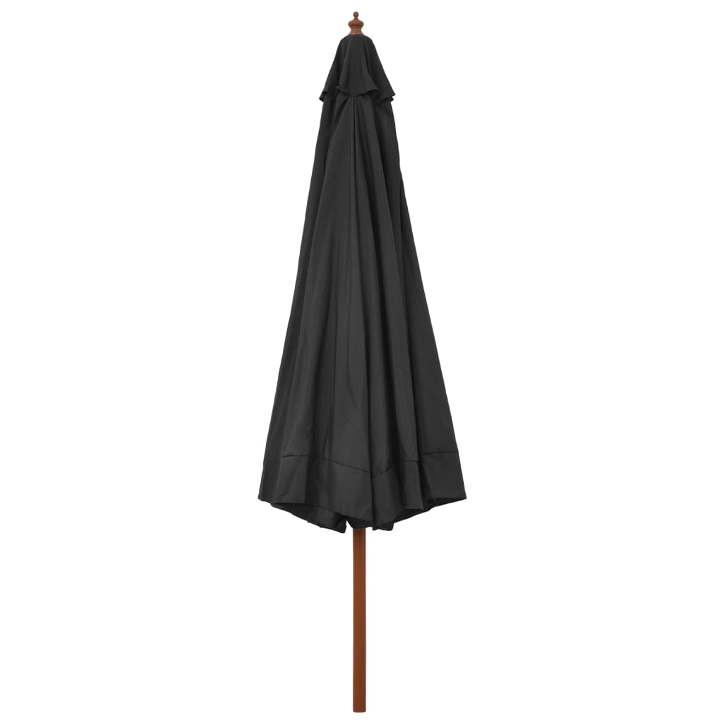 Vidaxl Parasol z lesenim drogom 330 cm antracit