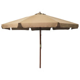 Vidaxl Parasol z lesenim drogom 330 cm taupe