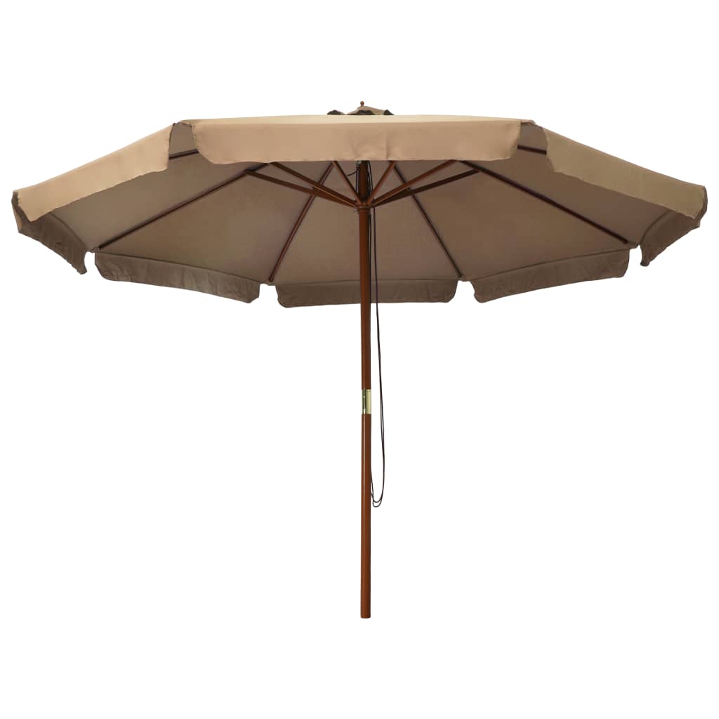 Vidaxl Parasol con polo in legno 330 cm taupe