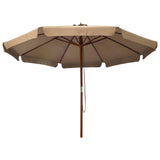 Vidaxl Parasol con polo in legno 330 cm taupe