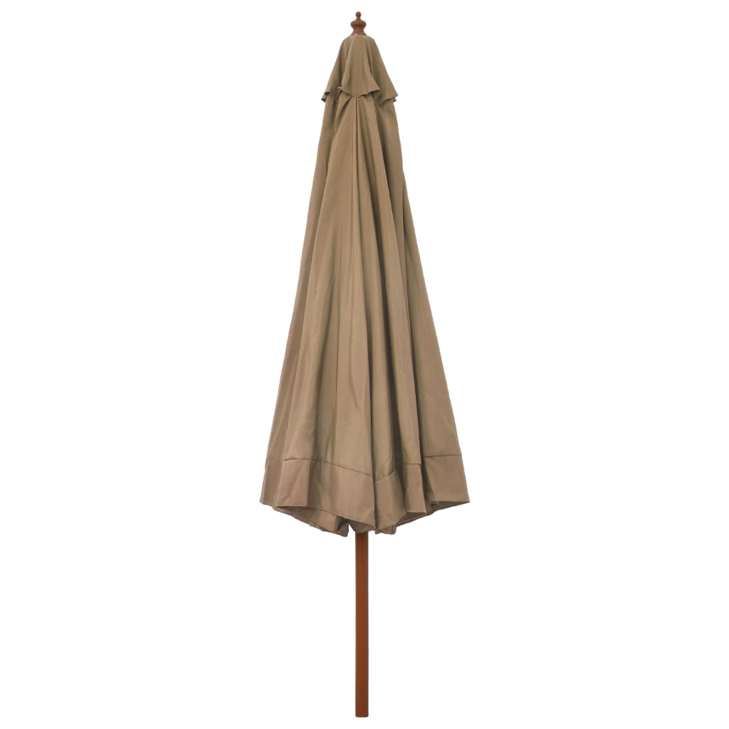 Vidaxl Parasol z lesenim drogom 330 cm taupe