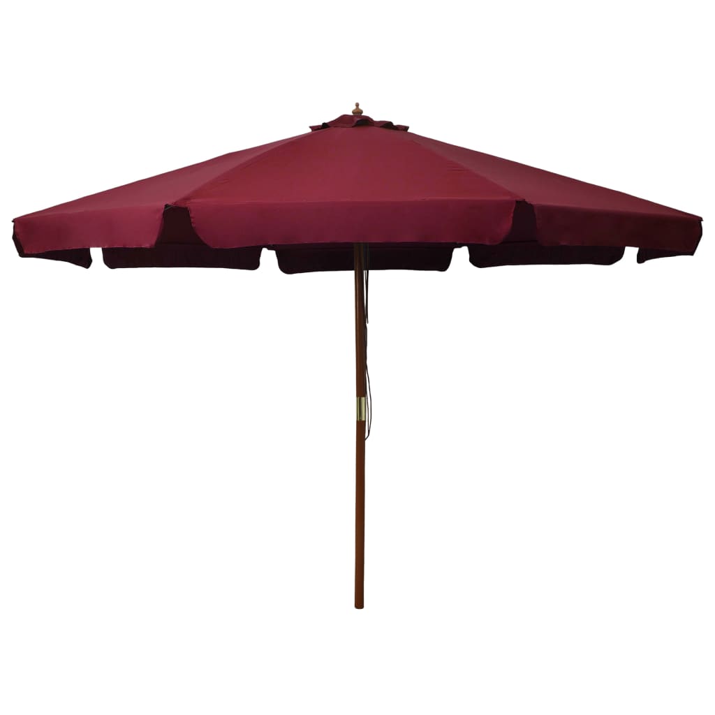 Vidaxl Parasol z drewnianym słupem 330 cm Bordeaux Red