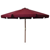 Vidaxl Parasol z lesenim drogom 330 cm Bordeaux Red