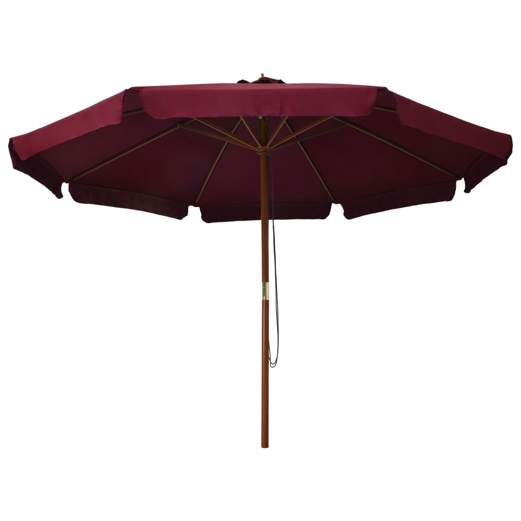 Vidaxl -parasol med trepol 330 cm Bordeaux rød