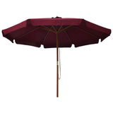 Vidaxl Parasol z lesenim drogom 330 cm Bordeaux Red