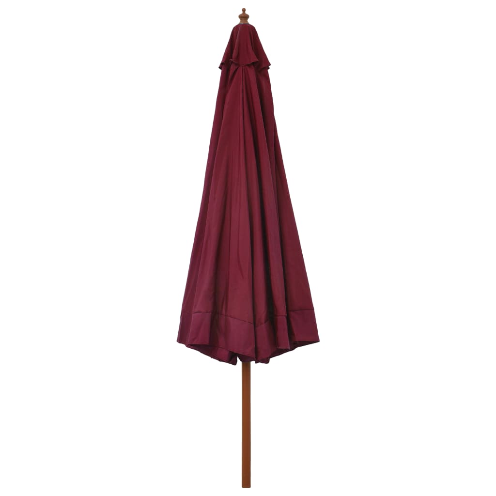 Vidaxl parasol avec poteau en bois 330 cm Bordeaux rouge