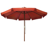 Vidaxl parasol avec poteau en bois 330 cm en terre cuite -colored