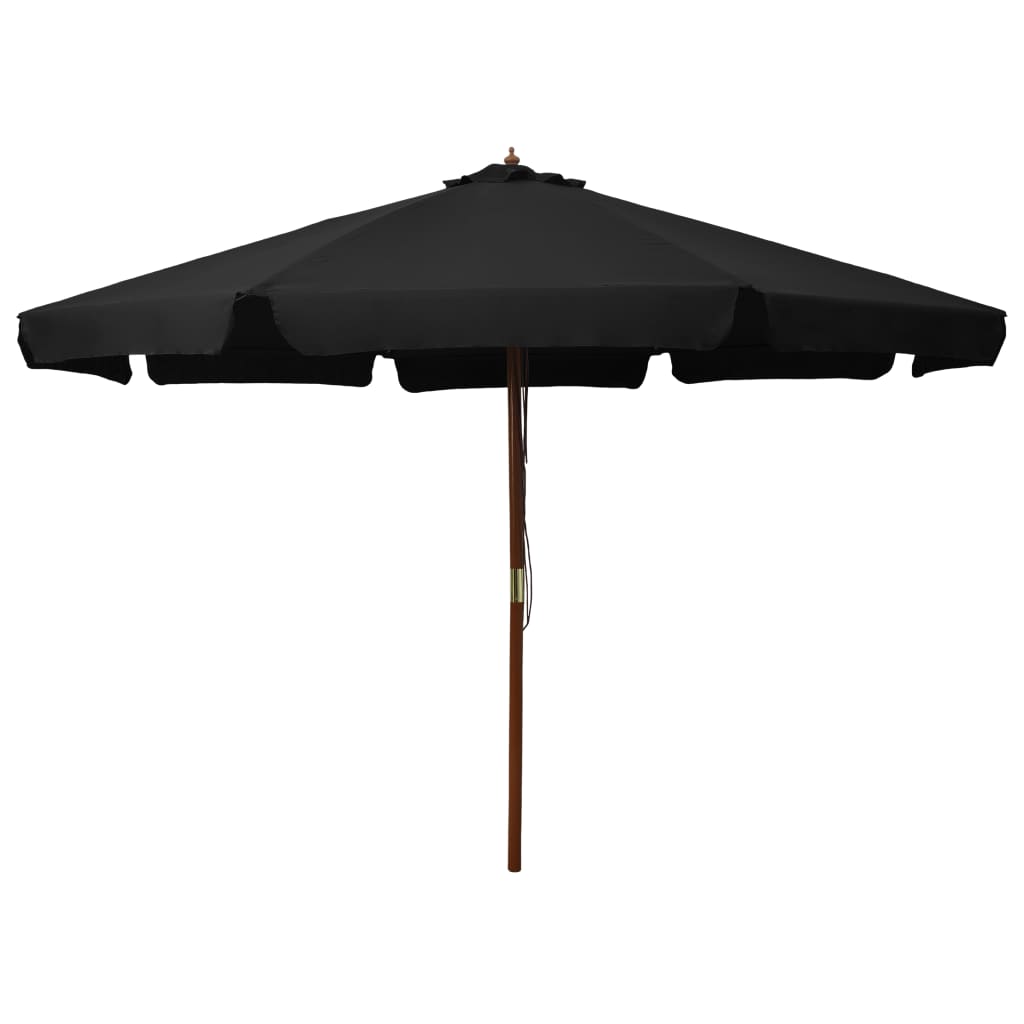 Parasol vidaxl avec poteau en bois 330 cm noir