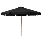 Vidaxl Parasol with wooden pole 330 cm Black