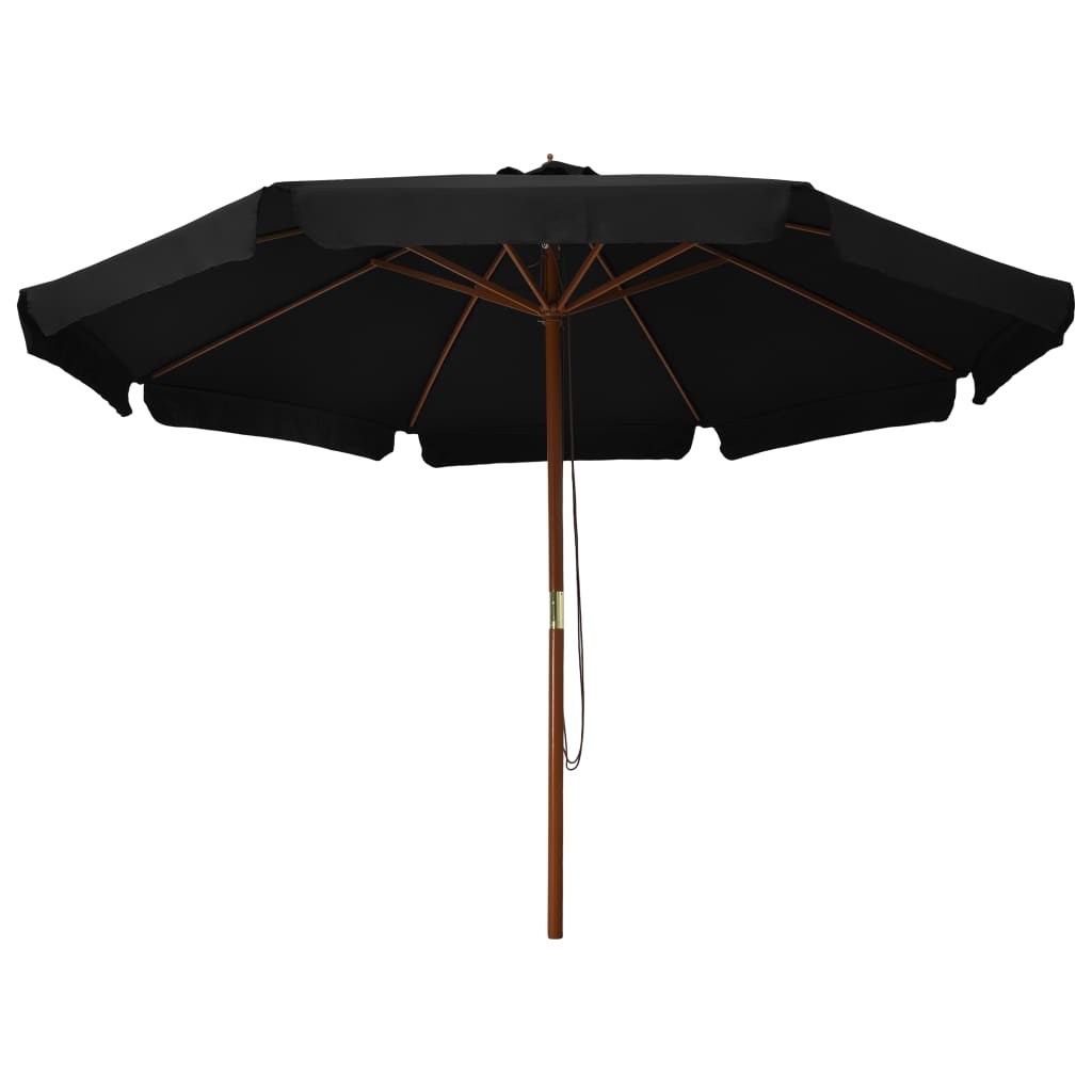 Vidaxl -parasol med træpol 330 cm sort