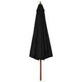 Vidaxl Parasol z drewnianym słupem 330 cm czarnym