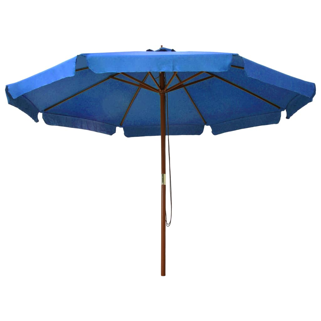 Vidaxl Parasol med trästol 330 cm azurblå