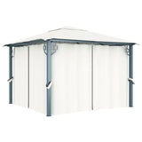 Vidaxl arbor with curtain 300x300 cm aluminum cream