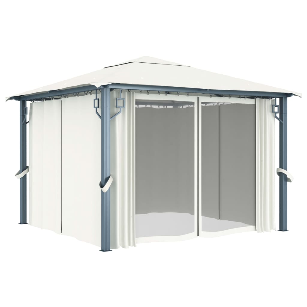 Vidaxl Arbor med gardin 300x300 cm aluminiumskrem