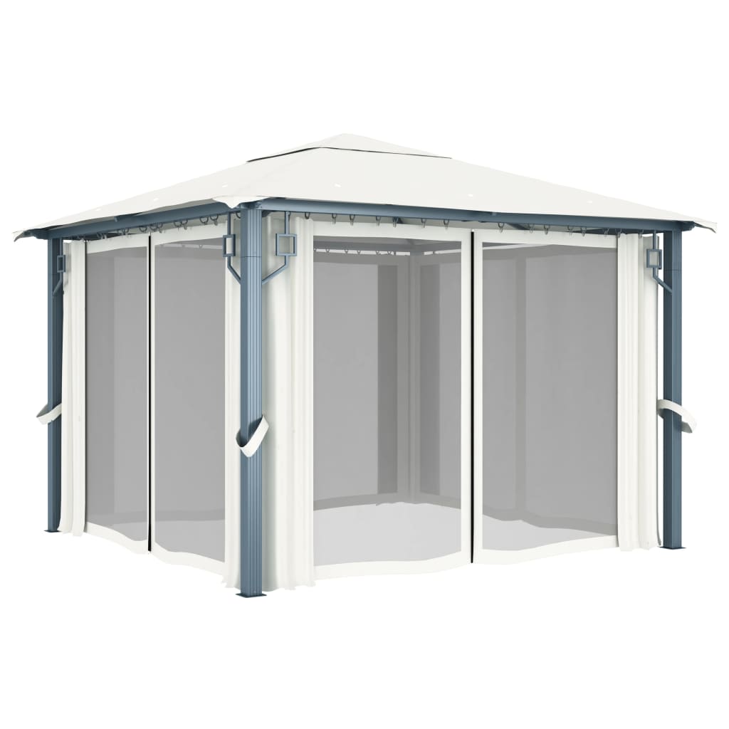 Vidaxl Arbor con cortina de 300x300 cm de crema de aluminio