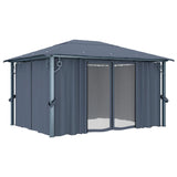 Vidaxl Arbor med gardin 400x300 cm aluminium anthracit