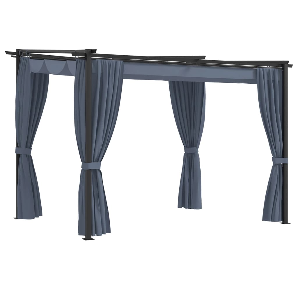 Vidaxl arbor with curtains 3x3 m steel anthracite