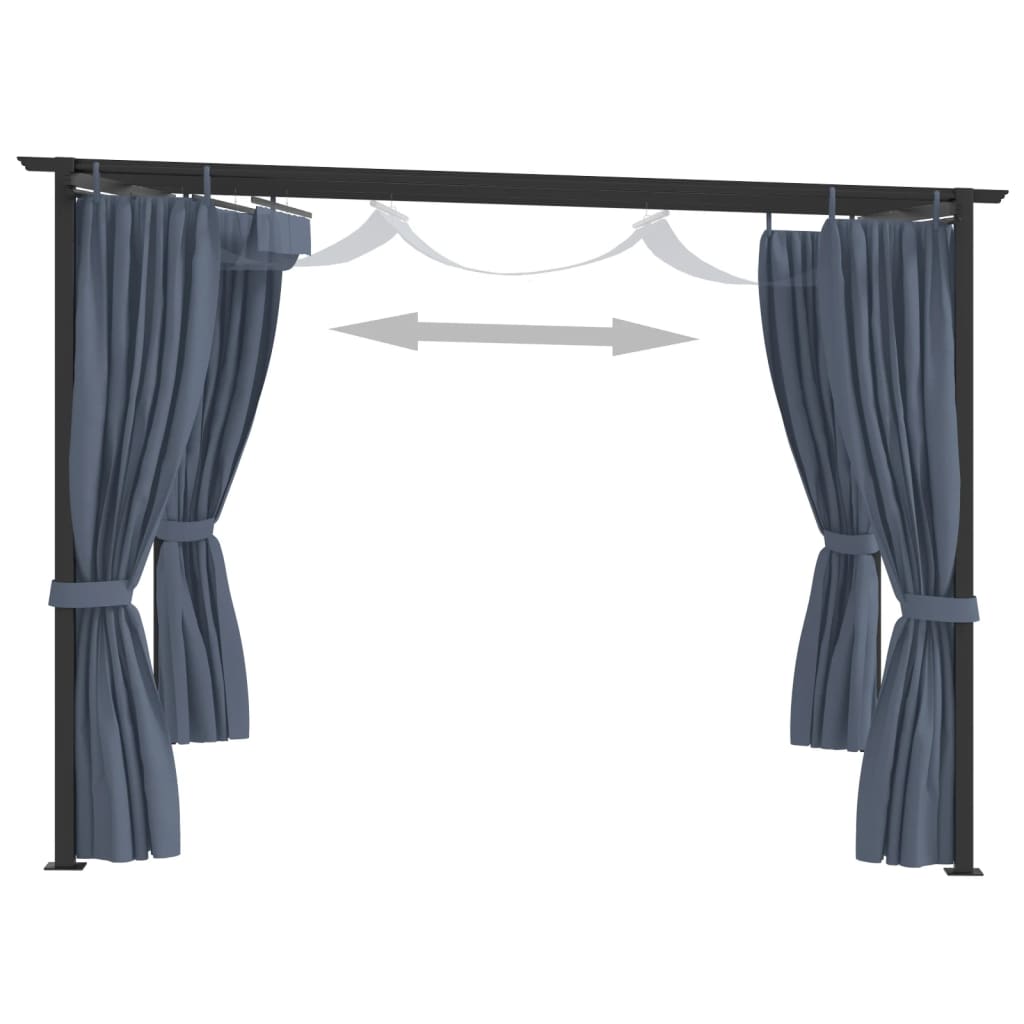 Vidaxl arbor with curtains 3x3 m steel anthracite