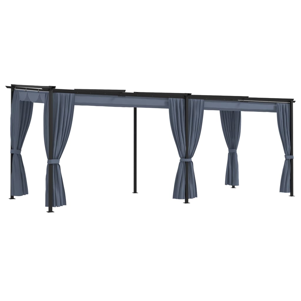 Vidaxl arbor with curtains 3x6 m steel anthracite