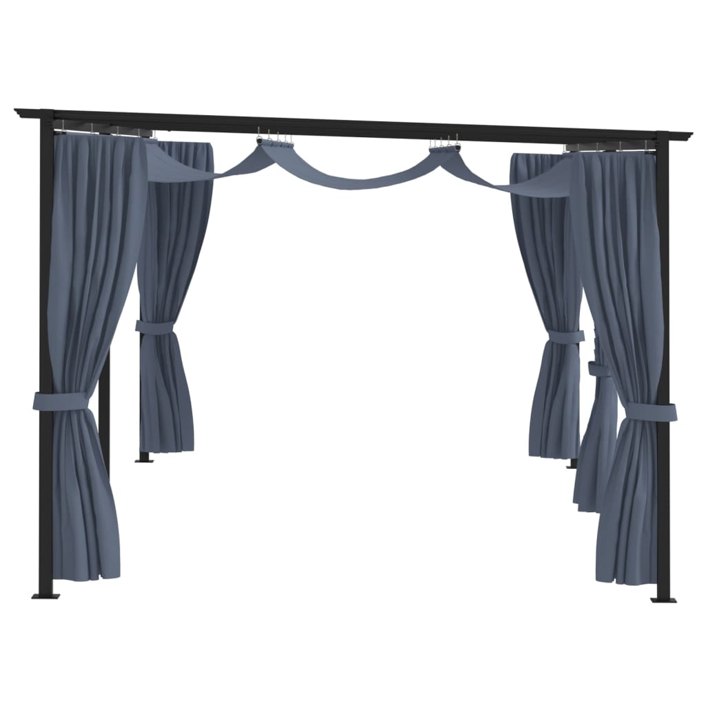 Vidaxl arbor with curtains 3x6 m steel anthracite