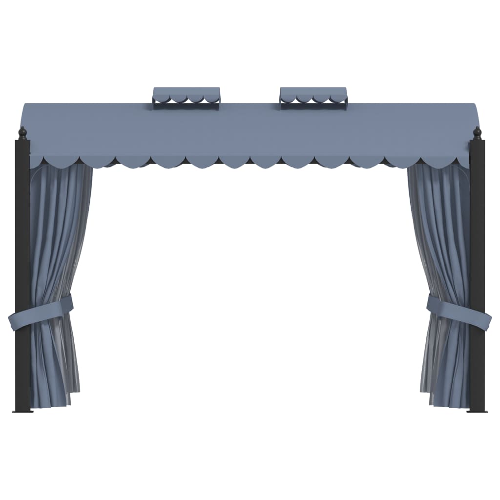 Vidaxl arbor with curtains 3x4 m steel anthracite