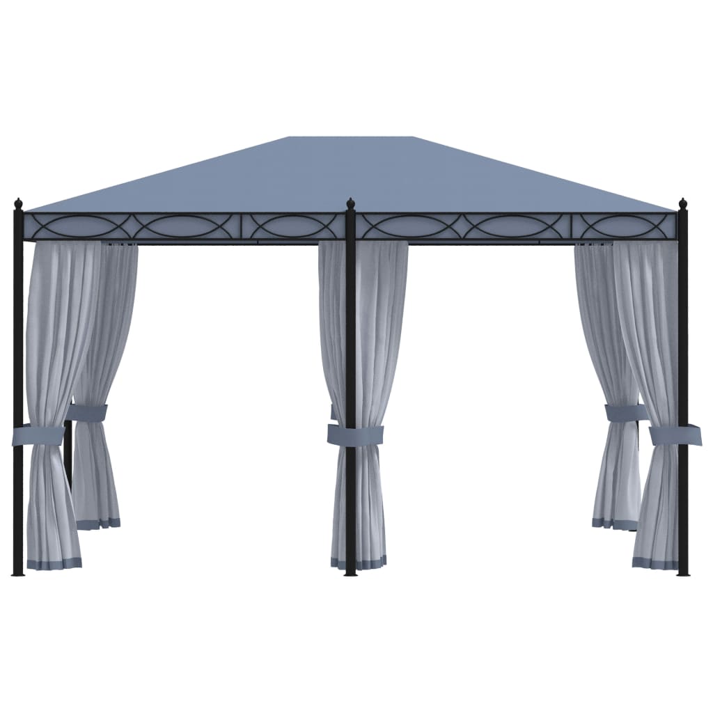 Vidaxl arbor with mosquito nets 3x4 m steel anthracite