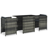 Vidaxl 3-delige bistroset met kussens poly rattan grijs