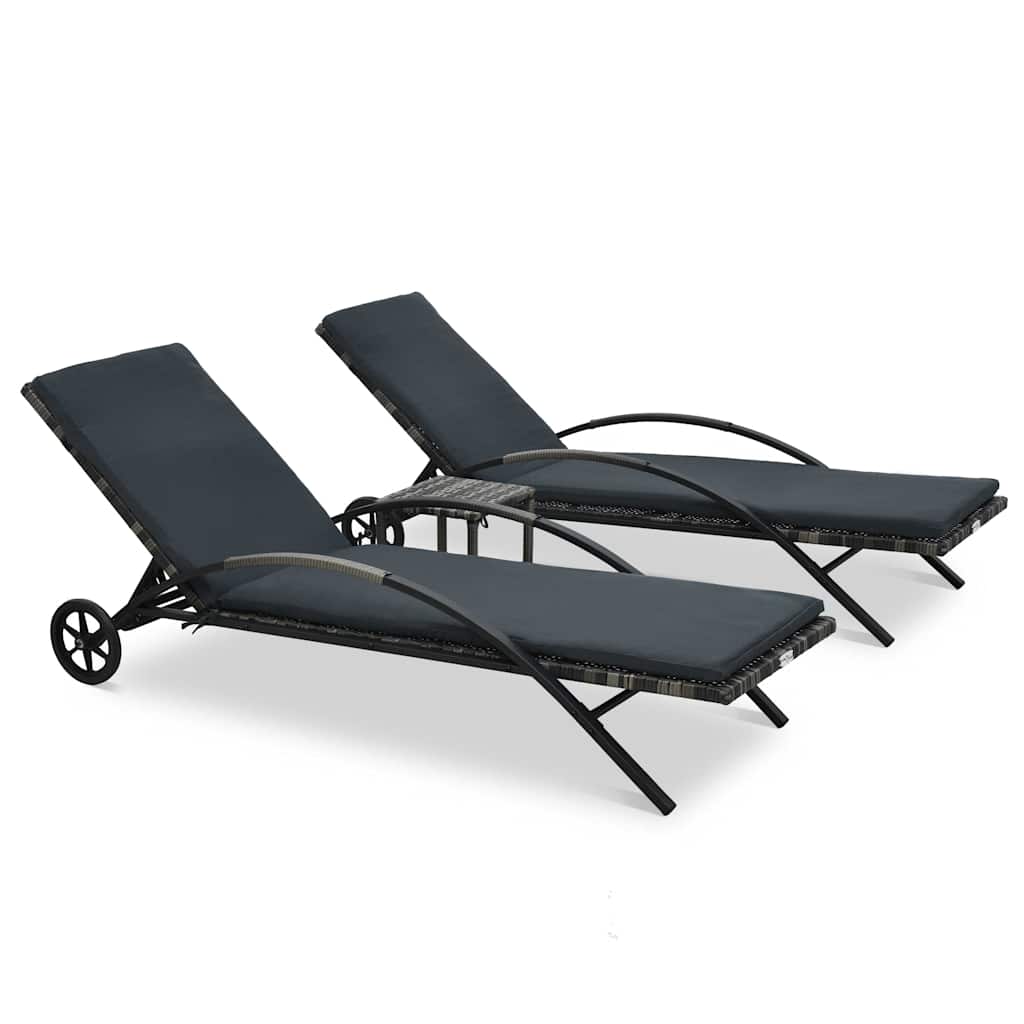 Vidaxl ligbedden met tafel poly rattan antraciet